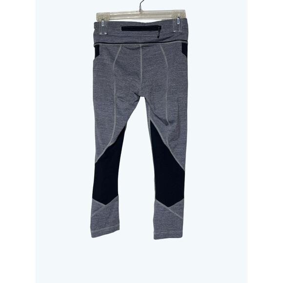 Lululemon Pace Rival Crop Leggings Heathered Ice Grey/Black 4 - Picture 5 of 7